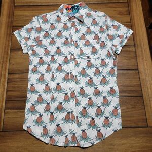 Huntington Beach Club SS Full Button White w/ Pineapples - Size Small NWT